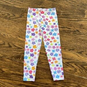 Social Butterfly white leggings with rainbow hearts toddler girl